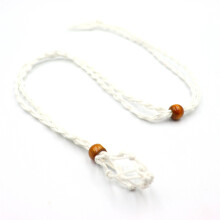 (White) DIY Empty Crystal Stone Holder Necklace with Rope Cord - Jewelry Pendant Net