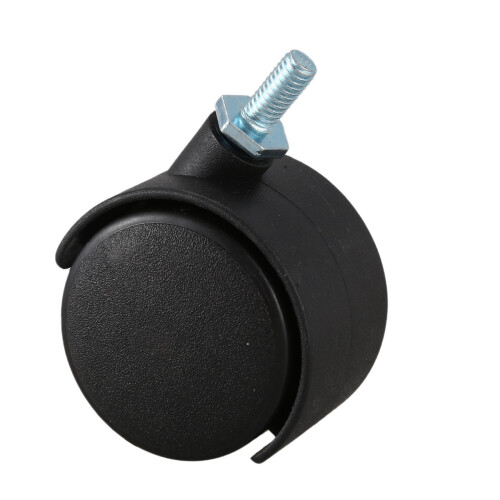 4X 6mm Threaded Stem 40mm Dual Wheel Rotatable Caster Black 1