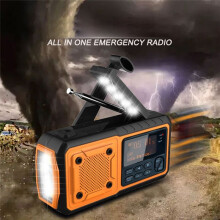 Radio de Emergencia DAB376BT con Manivela, DAB+FM, BT, Batería Solar, Despertador, Manivela, Apagado Automático, para Emergencias.