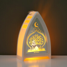 (White) Candlestick Middle East Festival Decoration Lantern Electronic Candle Wind Lamp