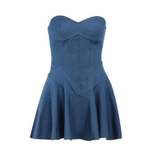 (M) Strapless Denim Sexy Dress - Summer Trendy Skinny Hipster Fashion for Women