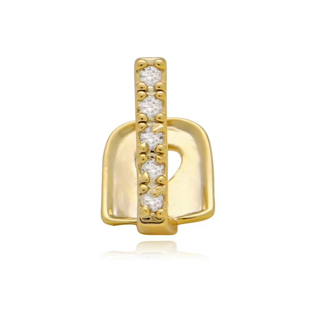 (Golden Zircon) 1PCS Thin Gap Grillz - HipHop Plated Teeth Upper/Lower + Mold Kit