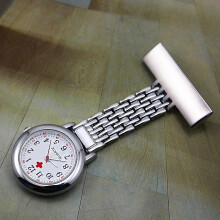 Zinc Alloy Nurse Watch - Quartz Silver Fob Pocket Brooch with Luminous Dial