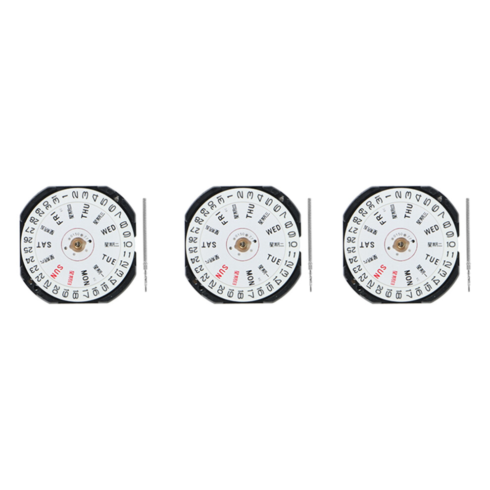 3X Watch Accessories Vx33e Movement Vx33 Three Pin Double Calendar Window Quartz Movement Without Batteries 6032221208167