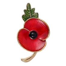 (4PCS Gold) 4pcs Crystal Enamel Pin Brooch Christmas Decor Poppies Badges