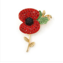 (4PCS Gold) New Crystal Enamel Pin Brooch Poppy Badges, Christmas Decor Props