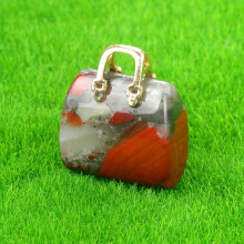 (African Bloodstone) Natural Crystal Quartz Mini Handbag Pendant | Carved Stone Accessories & Handicrafts