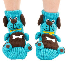 (Coffee Dog) 3D Knitted Animal Christmas Socks | Warm & Realistic Winter Designs