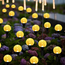 (Warm Light) 20 LED Solar Bubble Ball Garden Lights Outdoor Waterproof Path Stake Lighting
