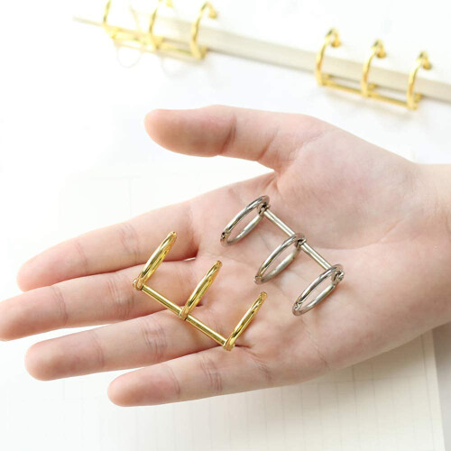 12 Pcs 3 Ring Book Rings Leaf Binders Office Book Rings Snap Split Hinged 20mm Inner Diameter Book Ring Gold 2