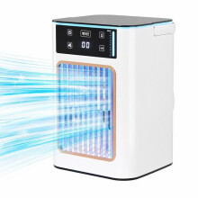 Refroidisseur évaporatif portable, double pulvérisation, réservoir d'eau de 900 ml, 4 vitesses de ventilation, veilleuse 7 couleurs, fo