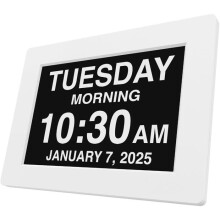 Senior Digital Clock with Large Screen, Customizable Alarm and Calendar for Seniors and Dementia, White Model