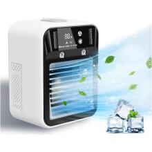 Mini climatiseur portable rechargeable avec indicateur de brume, 2 vitesses, idéal pour la chambre, le bureau et la voiture.