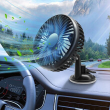 USB-autotuuletin imukupilla, 12 V/24 V kannettava kojelaudan tuuletin, 3 nopeutta, säädettävä ilmavirtaus, kompakti jäähdytys ajoneuvoi