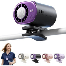 2026 Kiinnitettävä auton tuuletin LED-näytöllä, Mini kannettava USB-ladattava tuuletin, 199 nopeutta, 360 asteen kierto, musta