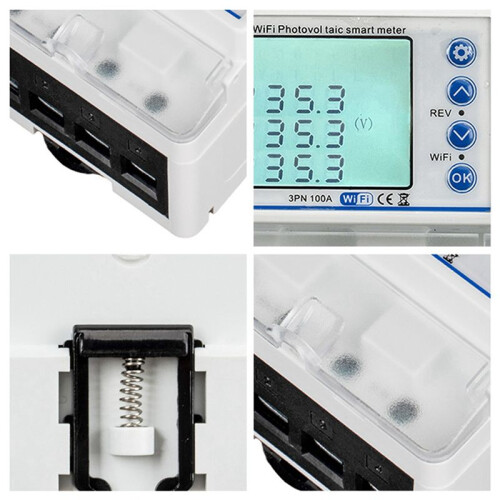 2X 3 Phase 380V 100A Tuya WiFi  Bi-Directional KWh Meter over Under Voltage Protector Relay  Current Limit 1