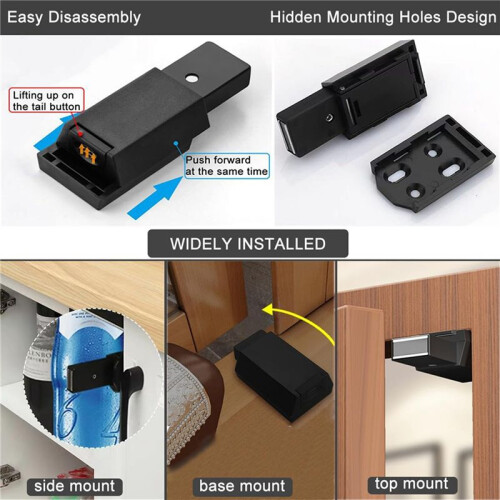6 Pack Heavy Duty Push  & Lock for Hidden Door Touch Latches and Catch Magnet Push Release Drawer Pull Tip, Black 1