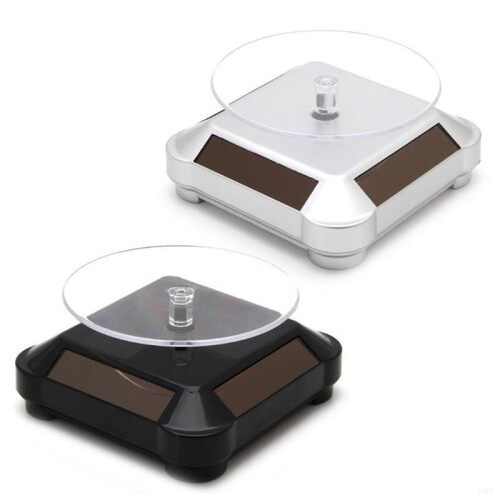 Rotating Display Stand 360 Degree Solar Power Rotating Turntable Display Stand Black 2