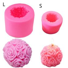 (L) 3D Silicone Rose Ball Aromatherapy Candle Mould Handmade Soap Mold Handcraft