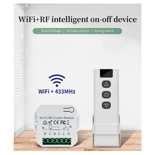 2X Tuya WIFI  Curtain  APP Timing Motor Controller  RF 433 Mhz Remote Control Electric Roller Blind 1