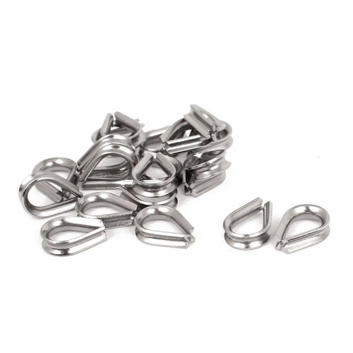 Stainless Steel 2mm Wire Rope Cable Thimbles Silver Tone 100 Pcs 1