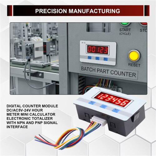 Digital Counter Module /AC5V-24V Hour Meter  Calculator Electronic Totalizer with NPN and PNP Signal Interface 2