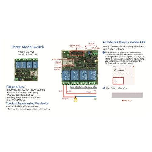 5X 4 Channels Tuya ZigBee   Module RF433  Home Automation DIY Breaker Wireless Relay Voice Control 1