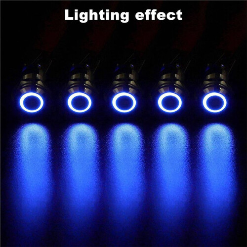 15PCS 12mm Latching Push Button  High Round Cap, Waterproof Metal Push Button  with 12V/24V  Light 1
