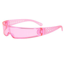 (PinkFramePinkLens)Gafas de sol informales para mujer Uv400 con marcos de PC y diseño de moda para montar y salir