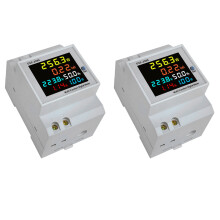 2X Din Rail AC Monitor 6IN1 250-450V 100A Voltage Current Power Factor Active KWH Electric Frequency Meter VOLT