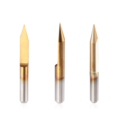 20Pcs 30 Degree 0.1mm Tip Titanium Coated Flat Bottom Carbide PCB Engraving Bits V-Shape CNC Router Cutter Cutting Tool 2