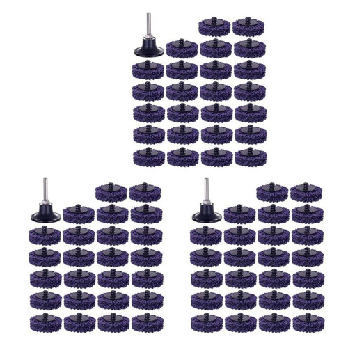 75 Peças 2 Polegadas 50mm Troca Rápida Tira Fácil e Discos Limpos Roxo para PreparaçãO de Superfície de RemoçãO de Ferrugem com 3 Suporte
