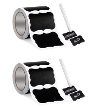 Wavy Shape Chalkboard Labels ,Erasable Reusable Rectangle Blackboard Stickers with 2 Liquid Chalk Pen,300 Pieces