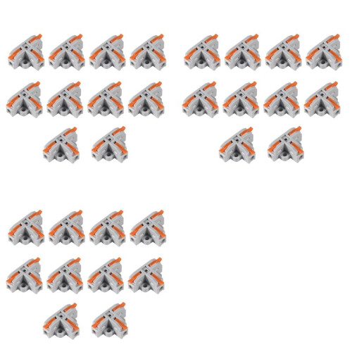 30Pcs Compact Wire Conductor Connector, T-Shape Lever Nut Wire Connector, Quick Splitter 3 Way Electrical Connectors