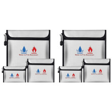Fireproof Waterproof Document Bag Set - 6 Pack, Enhanced Zipper, Safe Storage for Documents, Cash, Jewelry