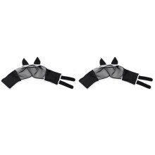 2X Pferdefliegenmaske mit Ohren, Pferdemaske Gegen Mücken und Insekten, Ma Chao Comfort Fliegenmaske, Pferdekopfmaske, Schwarz