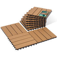 VOUNOT WPC Decking Tiles Set of 16, Outdoor Deck Tiles, 30x30 cm,Natural Wood