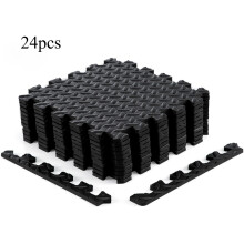(black 24pcs) 24pcs Interlocking Foam Floor Mats Set - 30cm x 30cm Cut-to-Fit for Bedroom, Living Room & Outdoor Use - Versatile