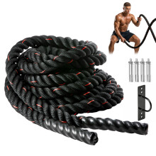(Black Red 9m) High-Strength 9M X 38Mm Battle Rope – Training Tool for Home Full-Body Strength Training And Muscle Growth
