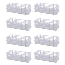 8X Plastic Reageerbuisrek voor 30 mm Buis, 21 Putjes, Wit, Afneembaar (21 Gaten)