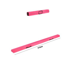 (Pink) 2.1M Folding Gymnastics Balance Beam High-Density EVA Foam, Suitable for Home Gymnastics Equipment, Anti Slip Suede