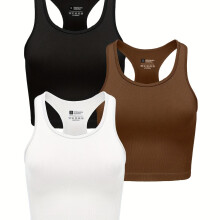 (Black+white+coffee, 12/14) 3 Women's Quick-Drying High-Elastic Yoga Tops Set for Fitness, Comfortable for Running and Suitable for Wear