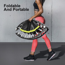 (Green, 40inch) 40 inch Foldable Fitness Trampoline Max Load 400lbs Foldable Exercise Rebounder with 4 level Adjustable Handrail