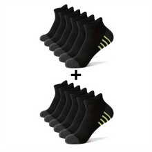 (Black Stripes-12 Pairs, 35-43) [Unisex Striped Socks] 12 Pairs Unisex Striped Athletic Socks | Combed Soft Breathable Summer Fitness Outdoor Short