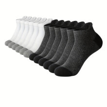 (White+Gray-12 Pairs, 44-47) [Unisex Striped Socks] 12 Pairs Unisex Striped Athletic Socks | Combed Soft Breathable Summer Fitness Outdoor Short