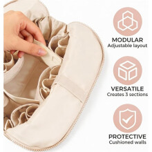 Bolsa Organizadora de Maquillaje de Viaje con Diseño Plegable y Divisores Ajustables, Bolsa de Cosméticos de Gran Capacidad, Estuche de Tocador, 1PC