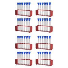 4 Sets 15 X 100mm Test Tubes with Rack Clear Plastic Test Tubes with Caps and 6 Holes Holder Rack Nurse Party Decoration