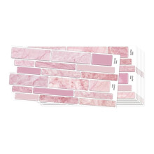 Adesivo per Piastrelle Murali 3D In Marmo Autoadesivo 9.69x4.72 Pollici, Schienale Impermeabile per Cucina e Bagno, Rosa, 10 Pezzi