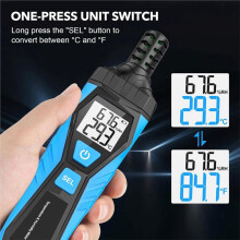 Temperature Humidity Meter Handheld Thermometer Hygrometer with Ambient,Dew Point,Wet Bulb,Wet Bulb Thermometer