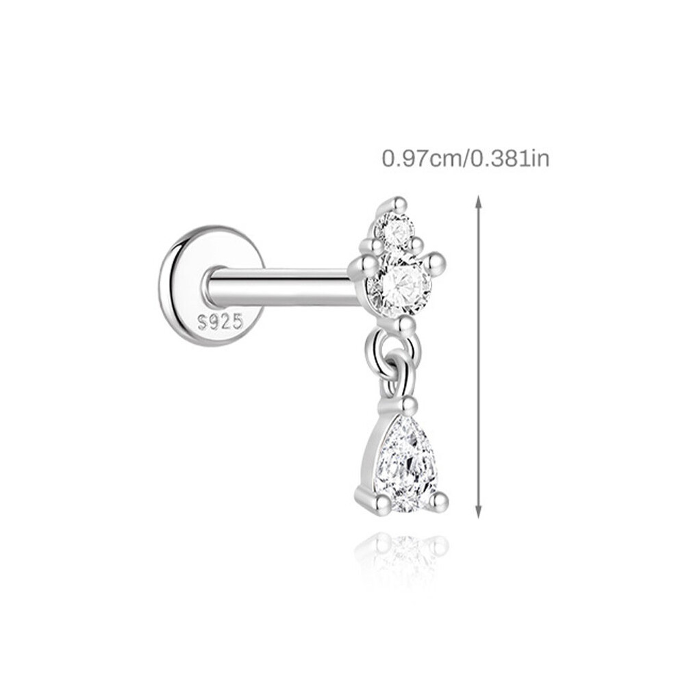 (#7) S925 Silver 6Mm Flatback Stud Earrings For Tragus, Helix & Cartilage 413590751755